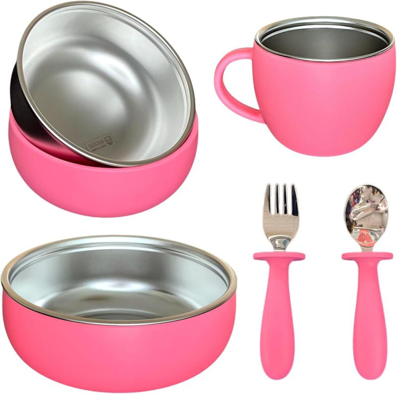 2個セット・カテゴリ: 食器セット・素材: シリコン・対象年齢: 6ヶ月以上・セット内容点数: 5点・カラー展開: ライトブルー、ローズレッド、ワインレッド、ダークグリーン、ライトピンク、ライトブラウン、イエロー、パープル、グレーブルー・スタイル: カートゥーン、キュート