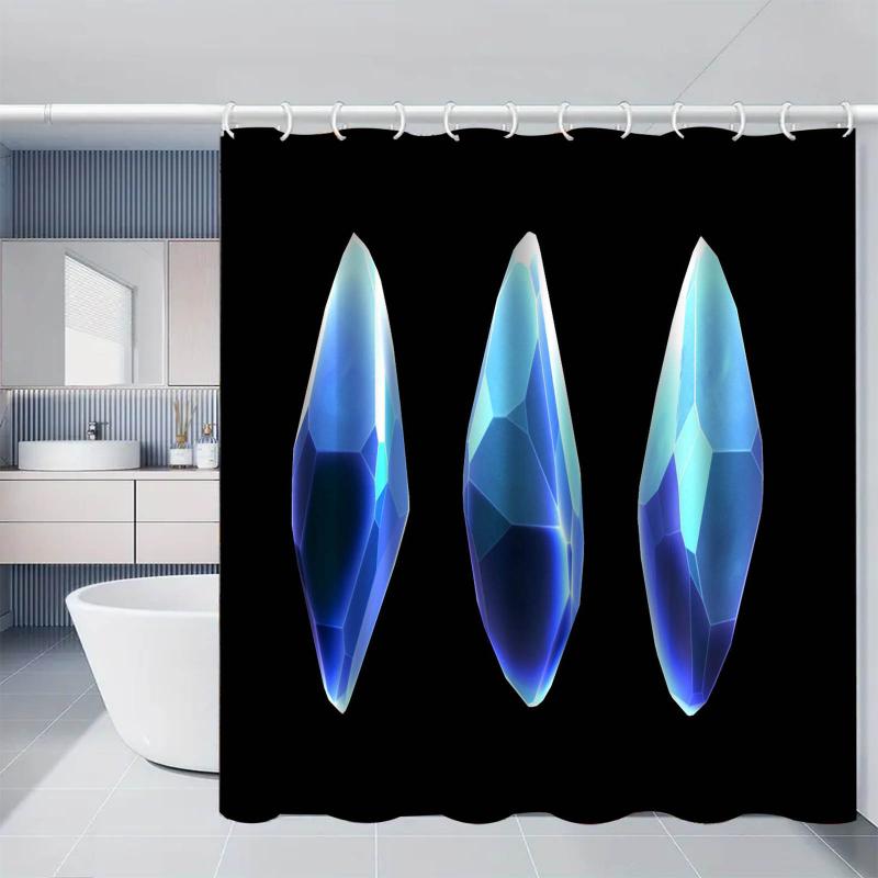 シャワーカーテン 防水 3Dデジタルプリント クリスタル柄 ポリエステル製 高級感あふれるデザイン エレ..