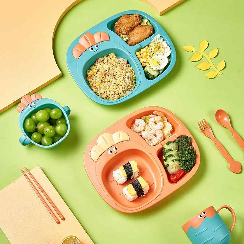 食器 キッズ ベビー 子供 プラスチック 割れない 仕切り ランチプレート ボウル コップ 6点セット にん..