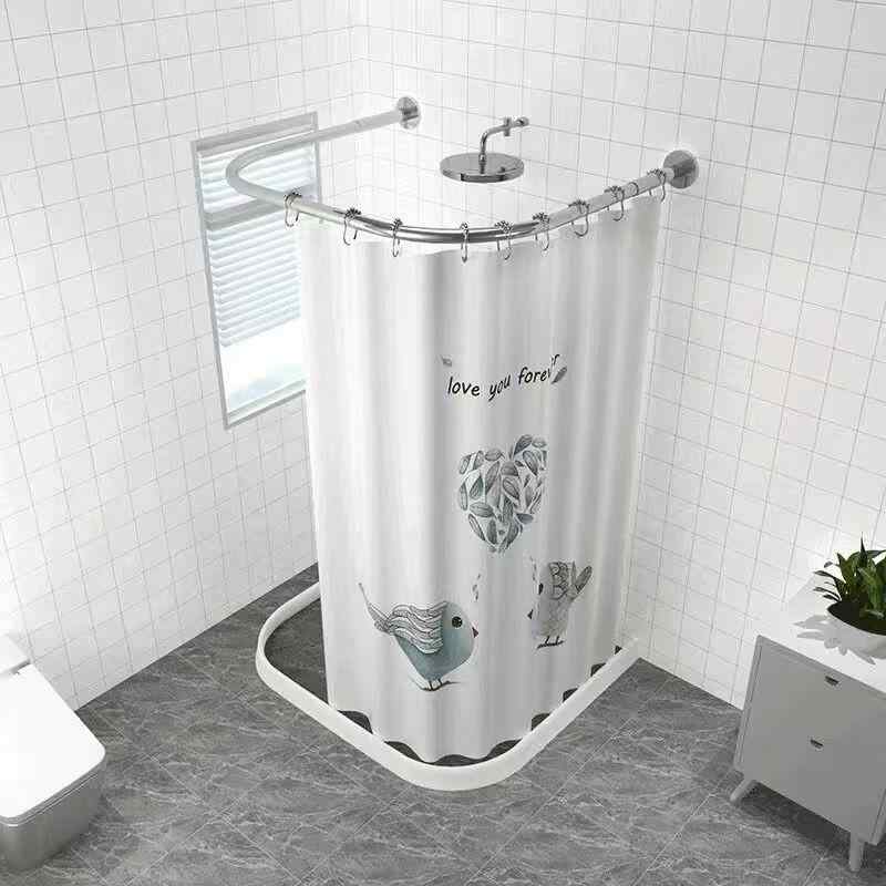 シャワーカーテン 防水 穴あけ不要 マグネット式 浴室用 U字型ロッドセット 間仕切り ユニットバス 目..