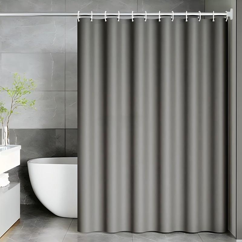 シャワーカーテン 防水 極厚 遮光 無地 穴あけ不要 ポリエステル製 バスルーム ホテル 寮 ユニットバス 洗面所 目隠し 間仕切り