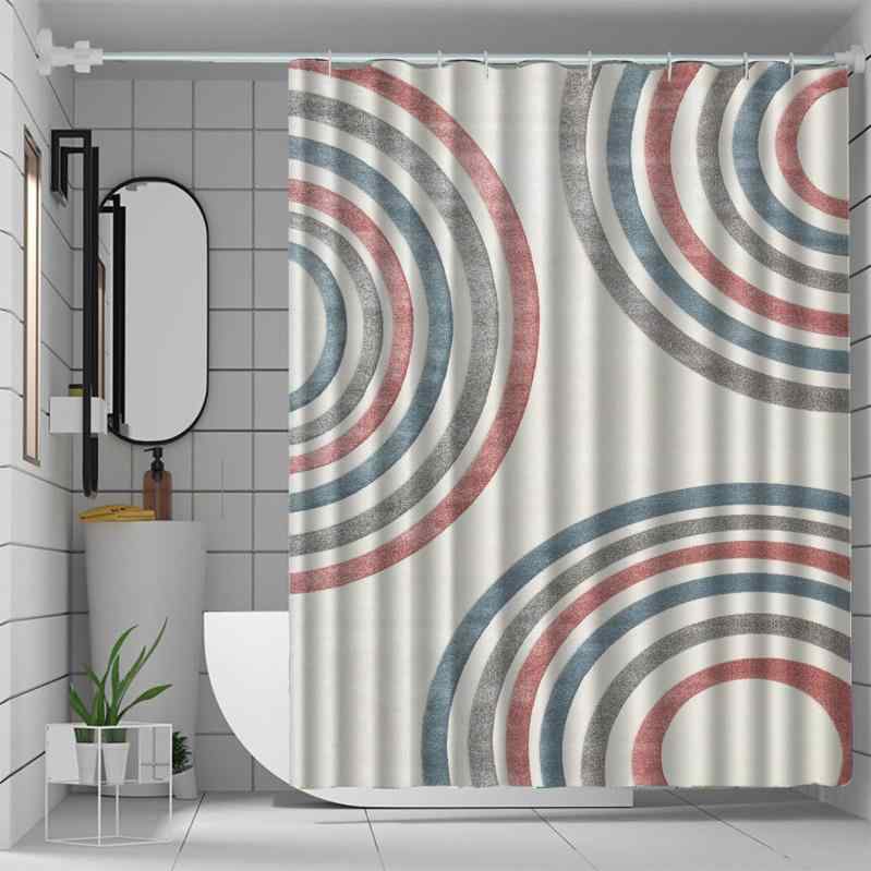 シャワーカーテン 防水 ポリエステル製 デジタルプリント ストライプ柄 モダン シンプル インテリア バスルーム 間仕切り 目隠し ユニットバス対応
