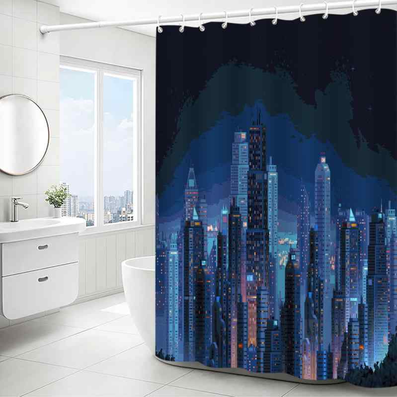 シャワーカーテン ピクセル柄 防水 間仕切り 目隠し バスルーム 浴室 ポリエステル素材 デジタルアート風 つっぱり式 取り付け簡単 軽量 カビ対策 おしゃれ