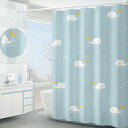 シャワーカーテン 防水 防カビ 抗菌 厚手 穴あけ不要 つっぱり式 セット 浴室 間仕切り 目隠し 北欧風 ポリエステル