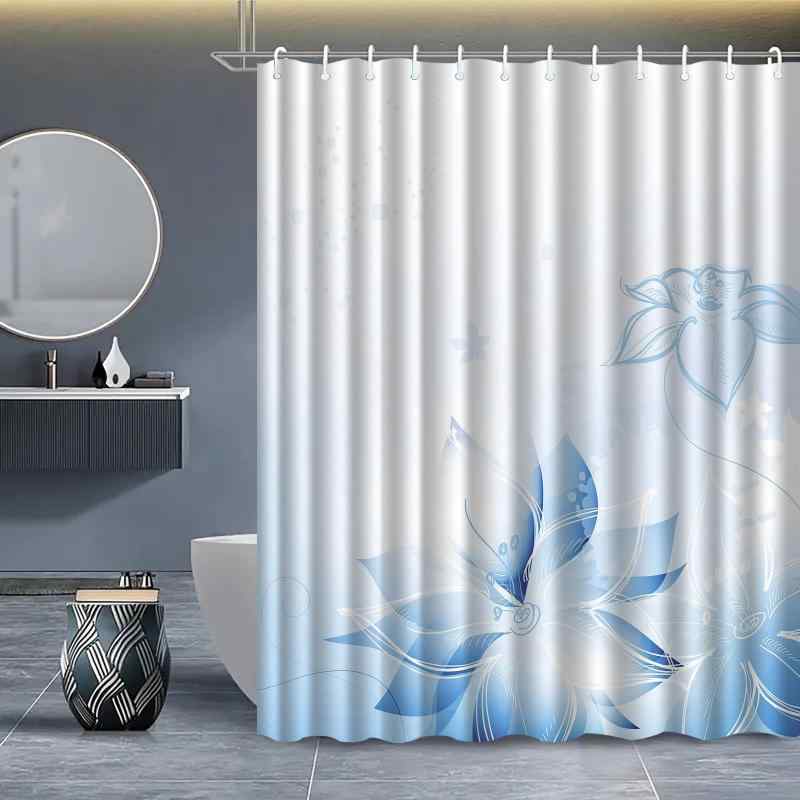 シャワーカーテン 防水 防カビ 厚手 穴あけ不要 デジタルプリント バスルーム おしゃれな柄 ポリエステル製 シンプル 豊富なサイズ対応 セット