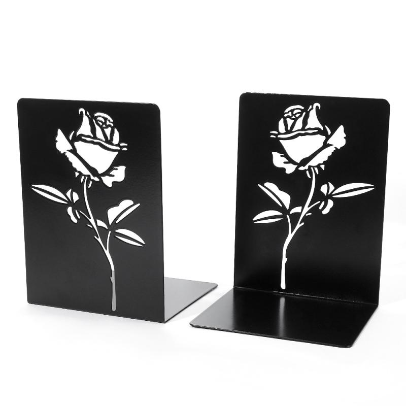 ブックスタンド 金属製 本収納 卓上 バラ 花影 デザイン レトロ シンプル おしゃれ インスタ映え 学生 学習 書斎 リビング オフィス デスク インテリア ...