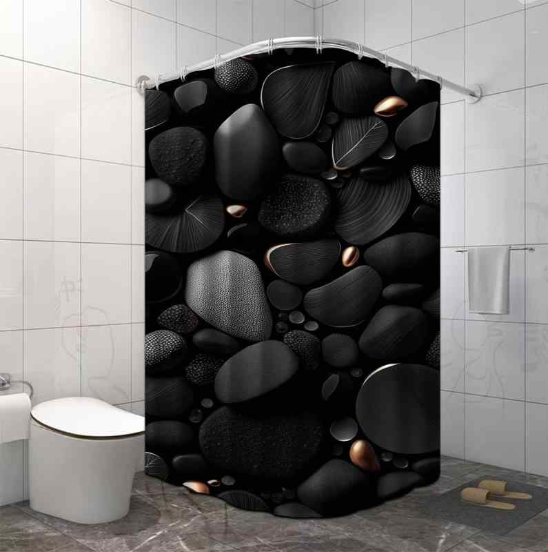 シャワーカーテン 浴室用 バスルーム 目隠し効果 防水 防カビ加工 ポリエステル製 高級感 モダン シンプル 軽量 上質 穴あけ不要 間仕切り プライバシー保護