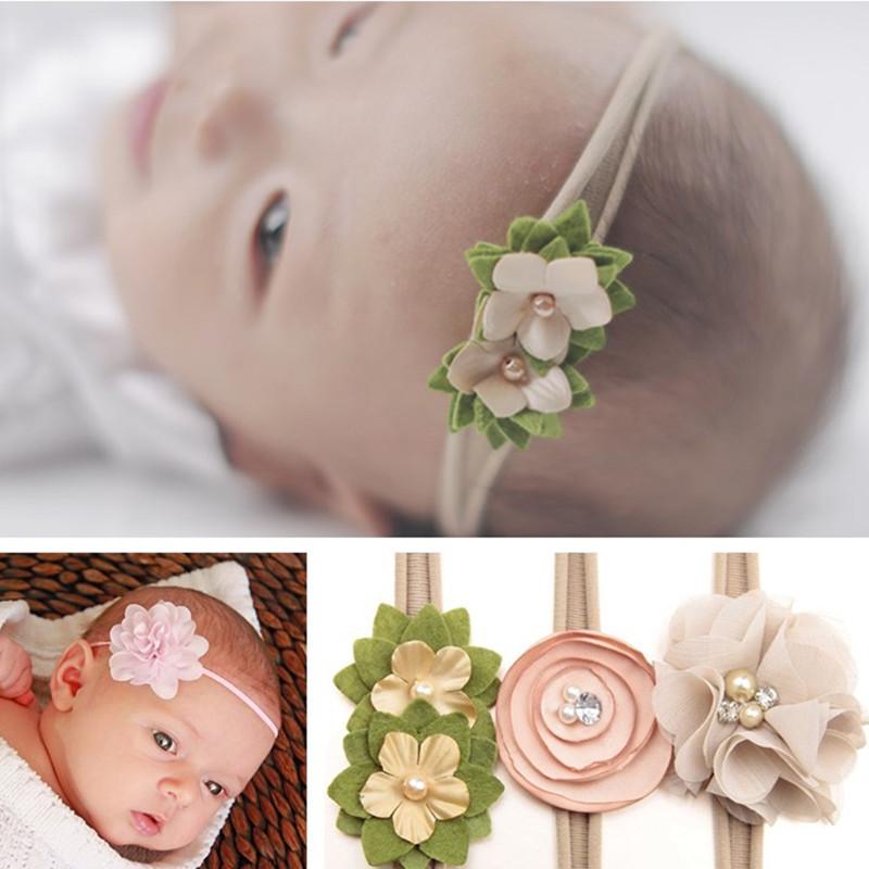 ヘアバンド キッズ ベビー 男女兼用 3点セット 高弾力 伸縮性 コットン100% ナイロン 小花柄 グリーン 欧米風 韓国風 おしゃれ 人気 オールシーズン デイリー使い ヘアアクセサリー 髪飾り ヘアゴム(x3)