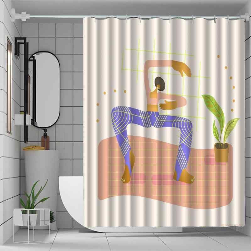 シャワーカーテン 防水 免打孔 個性的 おしゃれなプリント柄 シンプルモダン ポリエステル製 浴室用 窓用 間仕切り 目隠し バスルーム 洗面所 脱衣所 部屋