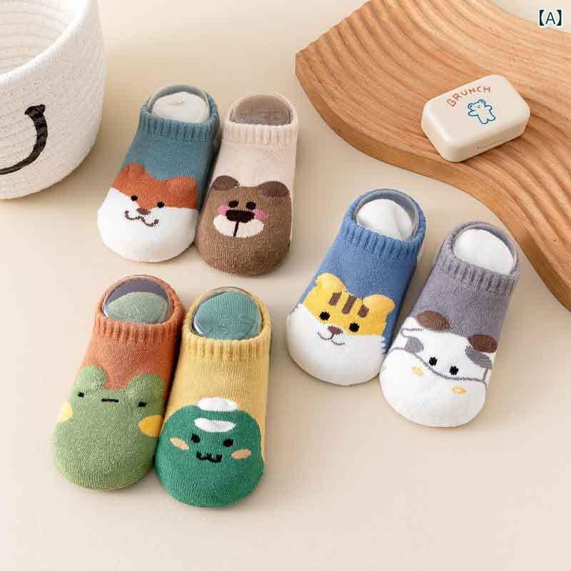 ベビーソックス 幼児 赤ちゃん 男女兼用 韓国風 滑り止め 厚手 あったか パイル 秋冬 シリコン かわいい キャラクター 動物柄 綿 ルームソックス 室内履き よちよち歩き用
