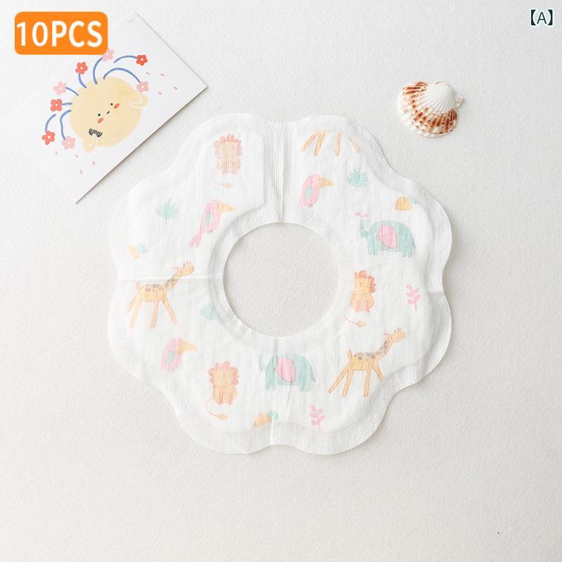 スタイ ベビー 新生児 男の子 女の子 使い捨て 吐き戻し防止 吸水 コットン 360度回転 円形 よだれかけ アニマル柄 フルーツ柄 キャラクター柄