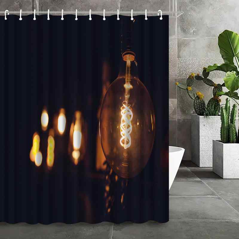 シャワーカーテン 防水 撥水加工 デジタルプリント フェアリーライト柄 ポリエステル製 モダン シンプル 簡単設置 バスルーム 浴室 間仕切り 目隠し