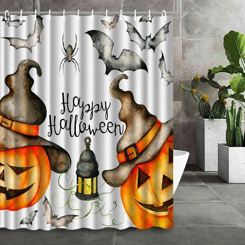 シャワーカーテン 防水 高耐久性 ポリエステル製 デジタルプリント ハロウィン柄 浴室用 モダン シンプル おしゃれ 多サイズ対応