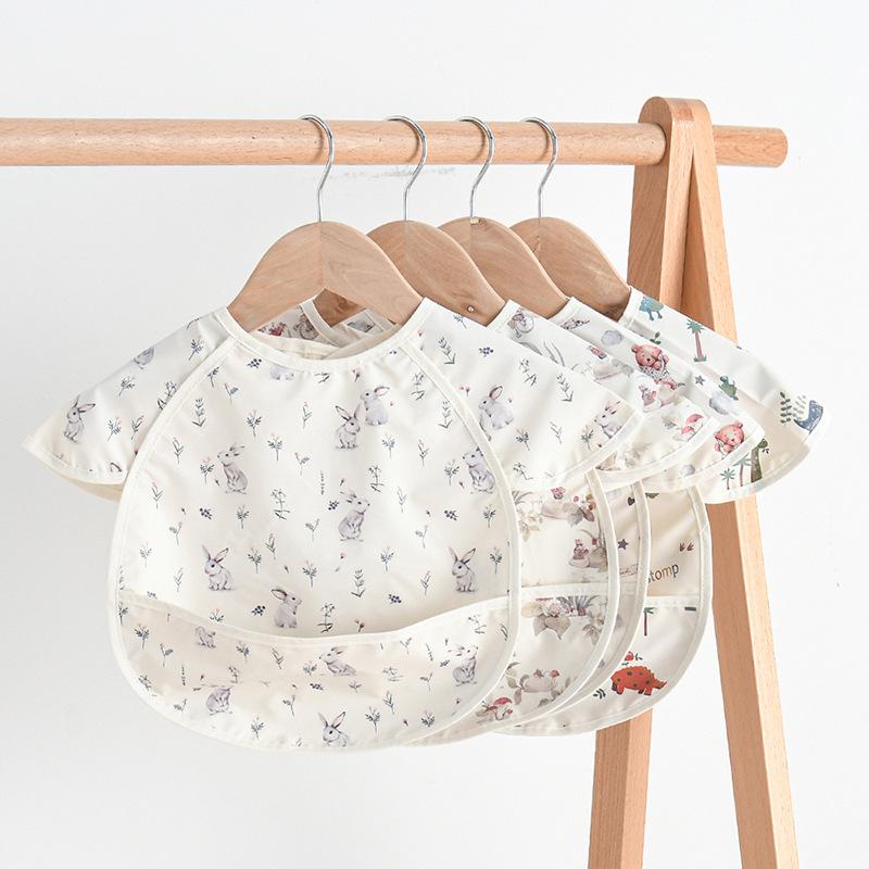 食事エプロン ベビー 乳幼児 立体ポケット付き 防水 よだれかけ スタイ お食事スタイ 食べこぼし防止 P..