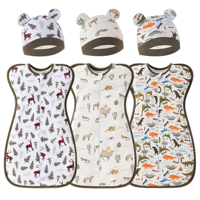 ベビー寝袋 新生児 モロー反射対策 スリーパー 腕上げタイプ バンザイ寝 おくるみ 綿100% オールシーズン対応 かわいい キャラクター柄 赤ちゃん 出産祝い