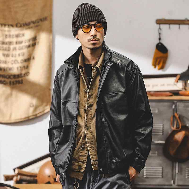 レザージャケット メンズ ゆったり スタンドカラー ライダースジャケット PUレザー ソフト シワになりにくい アメカジ 春秋 クール ブルゾン アウター 黒 茶