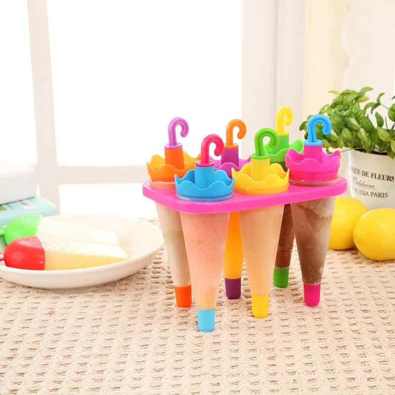 製氷皿 急速冷凍 取り出しやすい 型離れが良い 傘型 キャンディ型 ユニーク 6個取り プラスチック製 家庭用 アイスキャンディー アイスバー アイスクリーム作り モールド(x2)