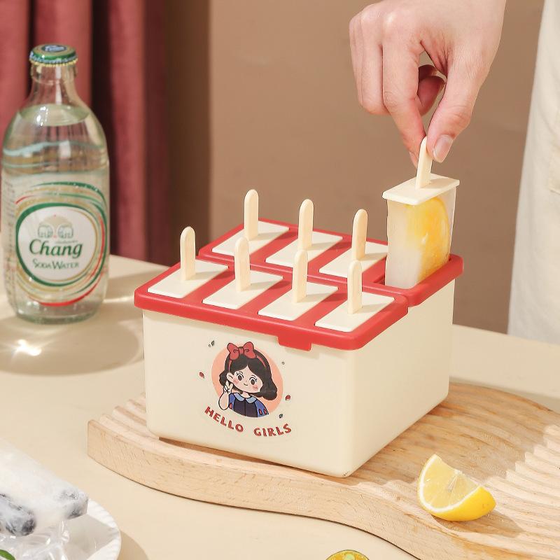 アイスクリームモールド 食品用PP素材 蓋付き 家庭用 簡単取り出し 4個取り 棒アイス アイスキャンディ..
