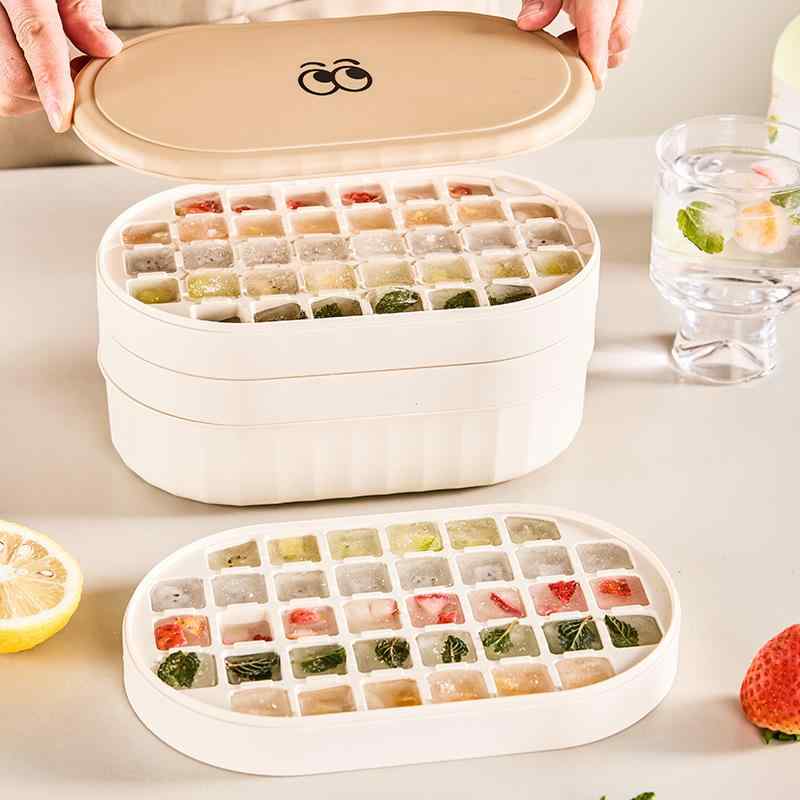 アイスメーカー 急速冷凍 氷が取り出しやすい プラスチック製 蓋付き 家庭用 食品用 製氷皿 アイストレー 氷保存容器