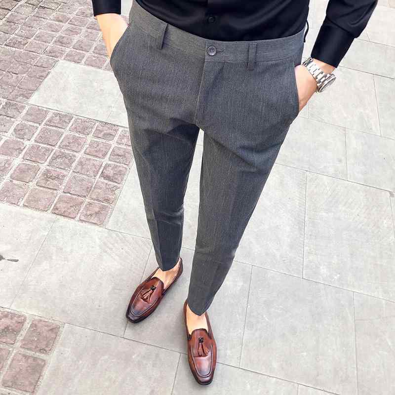 スラックス メンズ スリムフィット テーパードパンツ ストライプ柄 アイロン不要 ストレッチ 通勤 ビジ..