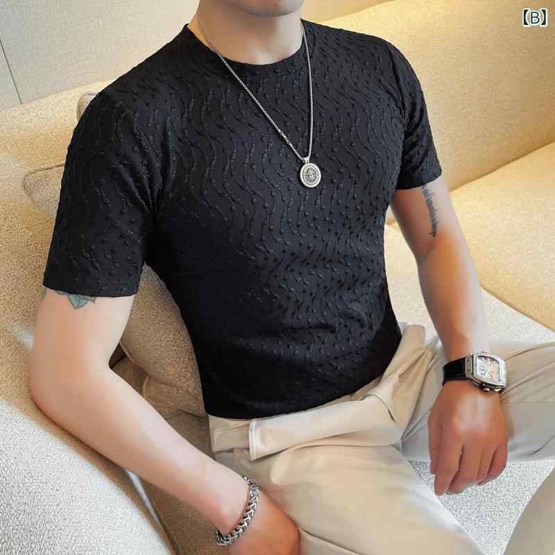 Tシャツ メンズ 接触冷感 吸汗速乾 通気性 薄手 スリムフィット 半袖 丸首 無地 ポリエステル 韓国風ファッション カジュアル 部屋着 白 黒 カーキ ブラウン