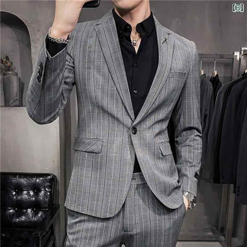 スーツ メンズ 形態安定 スリムフィット チェック柄 韓国風 結婚式 披露宴 二次会 ビジネス オールシーズン ポリエステル混紡 シングルスーツ