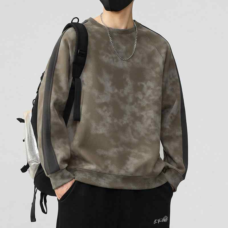 スウェット メンズ ヘビーウェイト 厚手 クルーネック 長袖 プルオーバー オーバーサイズ ゆったり ビッグシルエット レトロ デザイン アメカジ デザートパンク 迷彩柄 春秋 綿混 カップル ペア