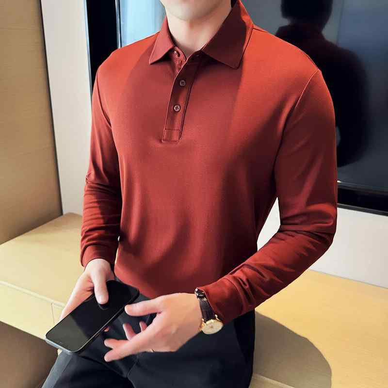 ポロシャツ メンズ 長袖 形態安定 スリムフィット 襟付き ウォッシュ加工 無地 ビジネス カジュアル 普段使い 春秋 混紡素材
