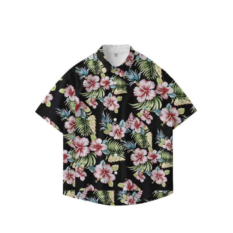 シャツ メンズ 接触冷感 半袖 アロハシャツ 花柄 ハワイアン リゾート ビーチ カジュアル ゆったり オーバーサイズ 洗濯可能 ポリエステル ストレッチ