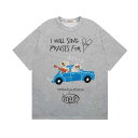 Tシャツ メンズ レディース ゆったり オーバーサイズ アメカジ キャラクタープリント 半袖 クルーネック 綿100% 通気性 吸湿速乾 ドロップショルダー 春夏 普段使い カジュアル デイリーユース ルーズフィット