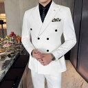 スーツ メンズ スリムフィット 形態安定加工 ダブルブレスト ピークドラペル ホワイト ビジネス 通勤 フォーマル 礼服 セットアップ オールシーズン 無地 上質