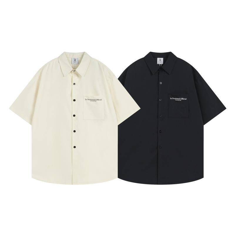 シャツ メンズ ノーアイロン 薄手 韓国風 レトロ 半袖 オーバーサイズ アルファベットプリント ストリートカジュアル 学生 ビーチ リゾート サマーシャツ