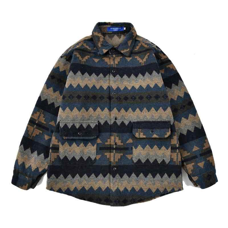 シャツ メンズ レディース 男女兼用 しわになりにくい 形態安定 ゆったり オーバーサイズ 花柄 総柄 長袖 レトロ 民族風 ヒップホップ カジュアル 春秋 厚手 ポリエステル