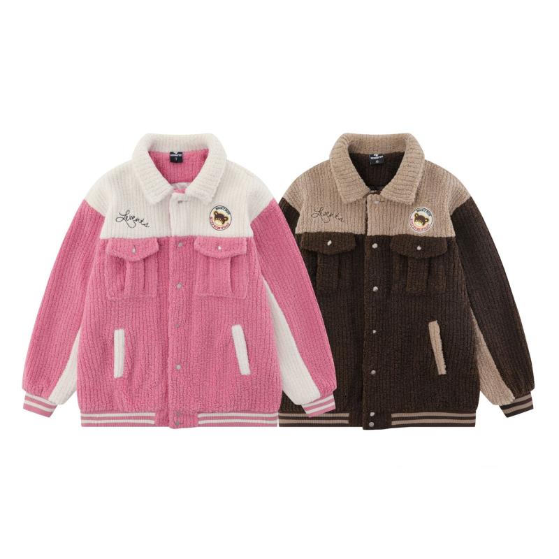 スタジャン メンズ レディース ゆったり ボア 韓国風 カップル ペア カジュアル 通気性 ジップアップ 襟付き 秋冬 ジャケット アウター ブルゾン