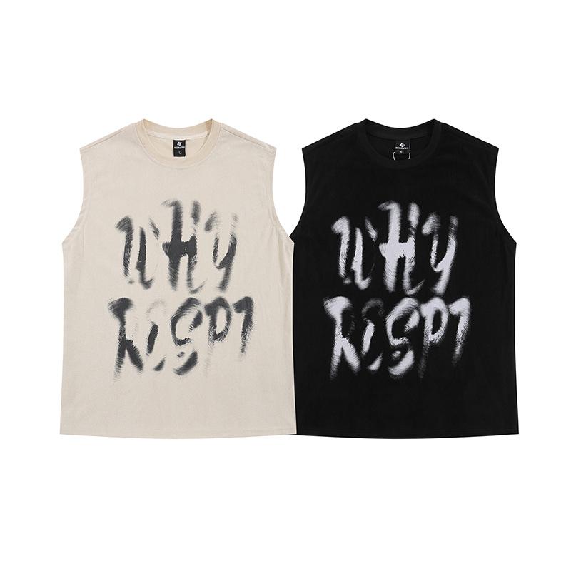 スポーツタンクトップ バスケットボール フィットネス ヘビーウェイト レトロ ストリート系 メンズ レディース ユニセックス 学生 春夏(x2)