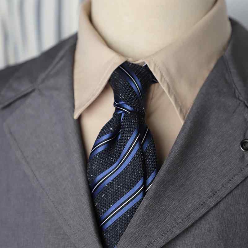 ネクタイ メンズ 男性用 レトロ ヴィンテージ シルク混ウール ストライプ柄 ビジネス 結婚式 フォーマ..