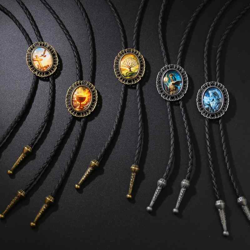 ネックレス 男女兼用 レトロ ボロタイ セーターネックレス レザー製 メタル原石風 調節可能 ロングネックレス 個性的 幾何学デザイン ペンダント