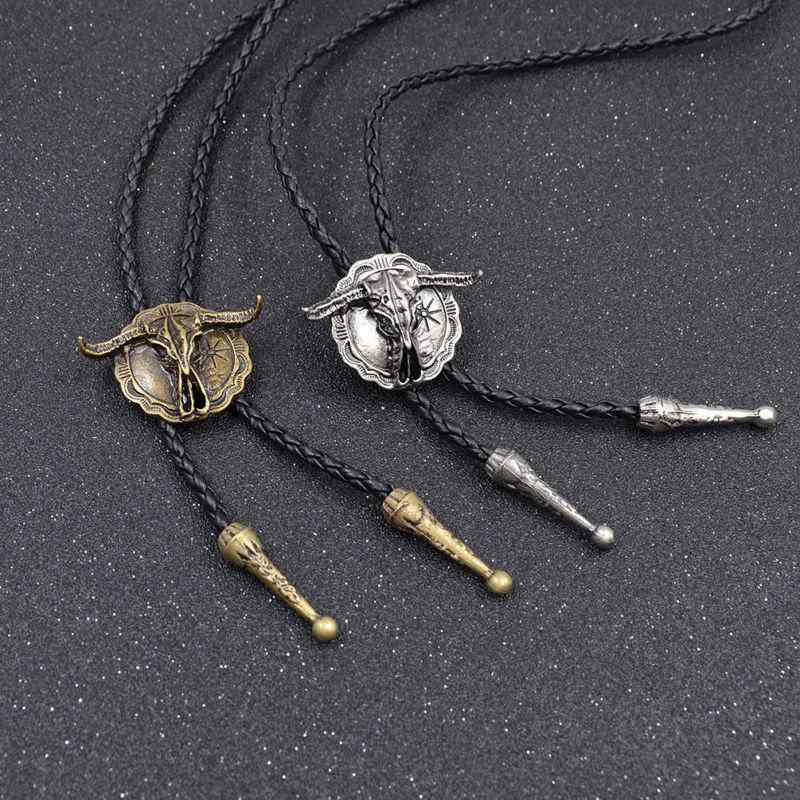 ボロタイ 男女兼用 西部劇風 牛モチーフ レトロ ヴィンテージ ネックレス ネクタイ 電気メッキ加工 金..