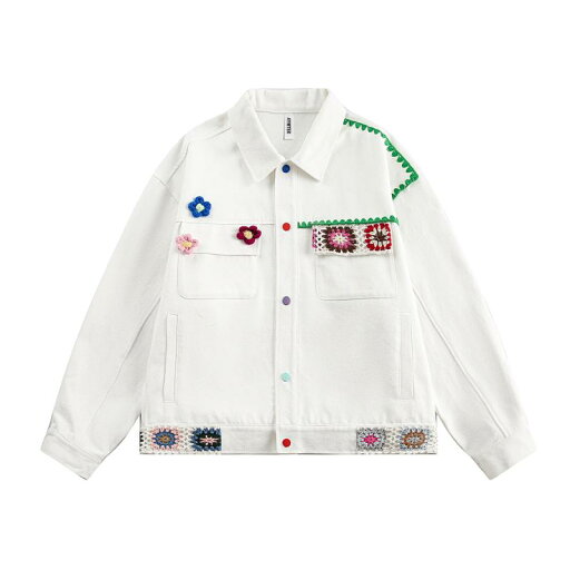 防風 耐久性 ジャケット メンズ 春夏 アメカジ レトロ ゆったり コットン ホワイトデニム クロシェ編み 花柄 透かし編み ワークスタイル Gジャン カジュアル ライトアウター ボタン留め 防風 耐久性 ジャケット メンズ 春夏 アメカジ レトロ ゆったり コットン ホワイトデニム クロシェ編み 花柄 透かし編み ワークスタイル Gジャン カジュアル ライトアウター ボタン留め