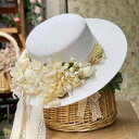 麦わら帽子 レディース 紫外線対策 日よけ 通気性 ワイドブリム フラットトップ 白 花柄 春夏 旅行 写真撮影 ビーチハット ウェディング カジュアル デイリーユース(x2)