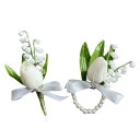 コサージュ 造花 アーティフィシャルフラワー 結婚式 ウェディング 新郎 新婦 チューリップ スズラン ブートニア 胸元飾り ピンブローチ ゲスト 介添人 ナチュラル 上品