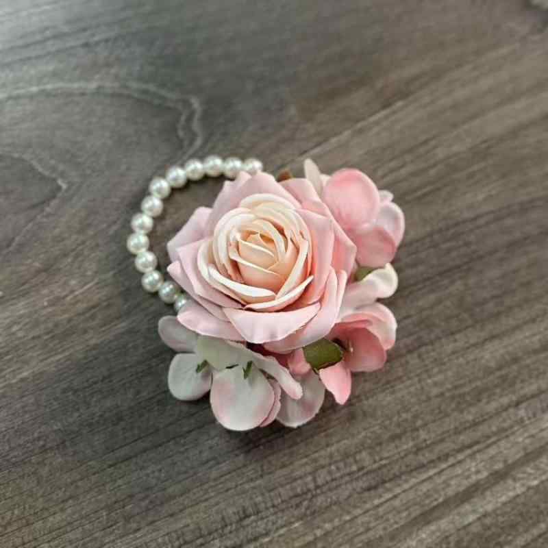 コサージュ リストレット ウェディング 結婚式 新郎新婦 ブライズメイド リアル造花 バラ 手作り 布製 ..