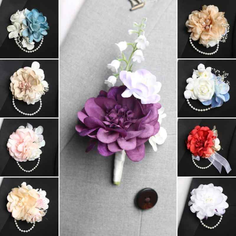 ウェディングコサージュ 結婚式 新郎新婦 参列者 ゲスト フォーマル セレモニー 上品 華やか 手作り ブローチ リストブーケ フラワーアクセサリー 欧風 フル...