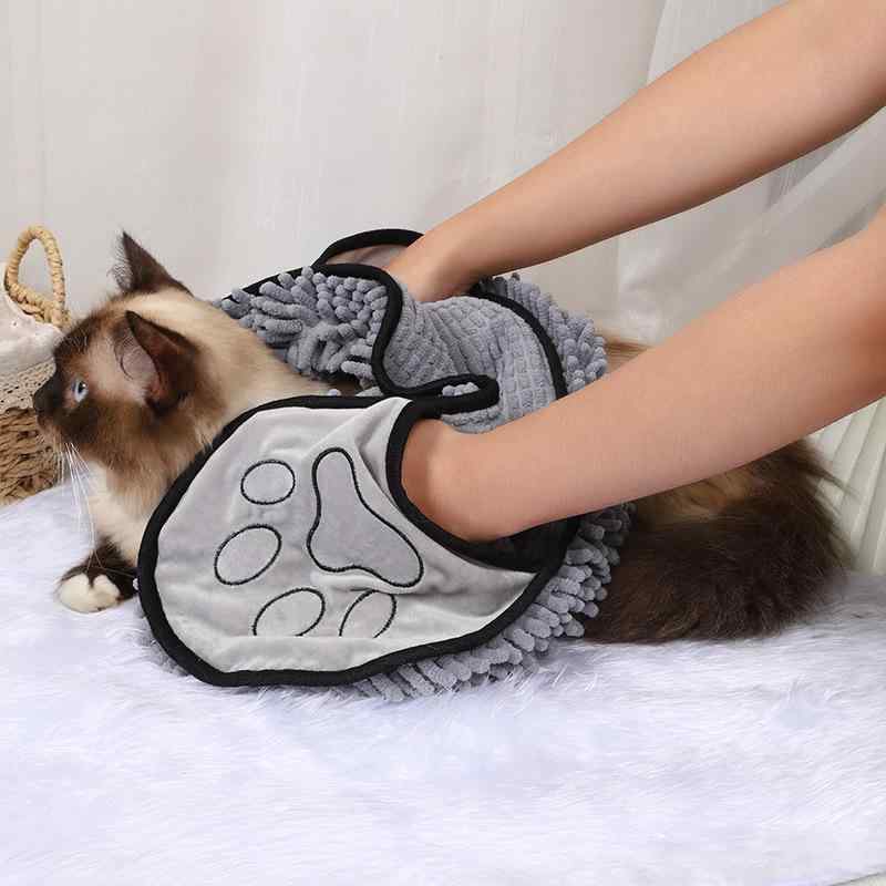 ペット用タオル 犬猫兼用 速乾 吸水 グローブ ミトン お風呂 シャワー後 体拭き グルーミング グレー ブルー パープル レッド(x2)