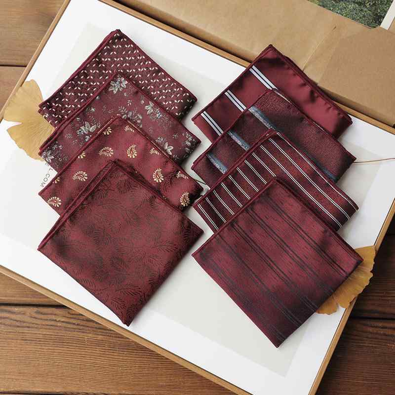 ポケットチーフ メンズ ワインレッド レトロ調 結婚式 披露宴 二次会 パーティー ビジネス フォーマル 光沢 上品 ポリエステル製