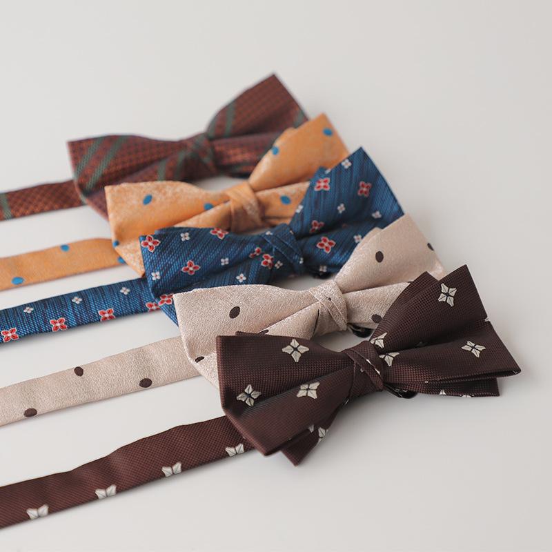 ボウタイ メンズ ポリエステル ジャガード織り ドット柄 レトロ 紳士風 英国風 ベージュ ブラウン パーティー 結婚式 二次会 披露宴 フォーマル ビジネス カジュアル おしゃれ スーツ アクセント