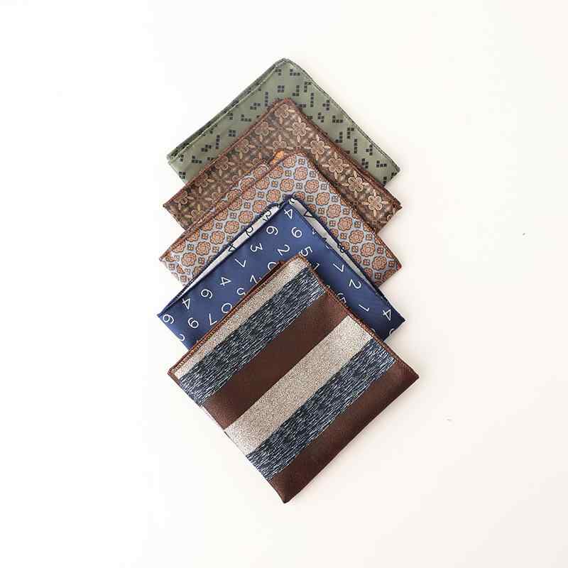 ポケットチーフ メンズ レトロ 韓国風 花柄 コーヒーストライプ ポリエステル スーツ ビジネス フォー..