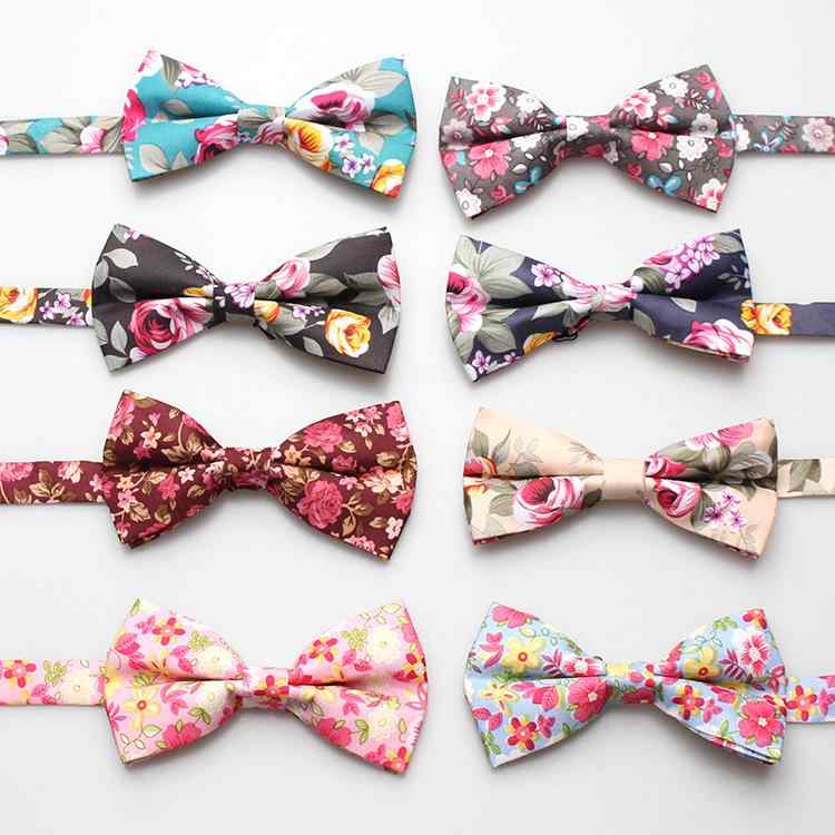 蝶ネクタイ メンズ 男女兼用 大人用 綿 コットン プリント 小花柄 おしゃれ カジュアル 韓国風 普段使..