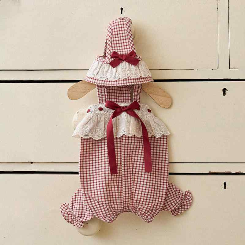 ペット服 女の子 春夏用 犬 猫 ロンパース つなぎ カバーオール 綿混素材 ブリティッシュスタイル リボ..