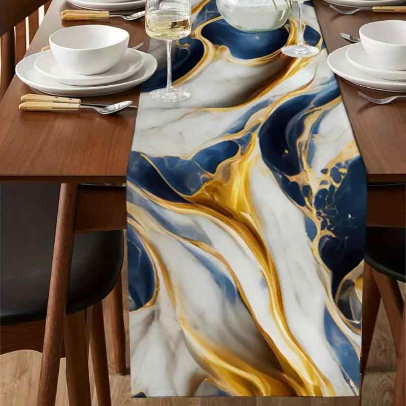 テーブルランナー センタークロス 大理石柄 プリント ポリエステル製 モダン シンプル 北欧風 ダイニング 食卓 リビング 寝室 宴会 パーティー おしゃれ インテリア デコレーション